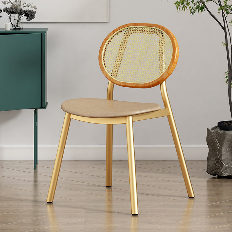 Silla lateral de comedor escandinava con respaldo abierto para silla lateral de comedor de cuero para el hogar