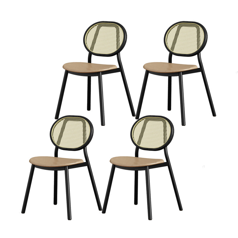 Silla lateral de comedor escandinava con respaldo abierto para silla lateral de comedor de cuero para el hogar