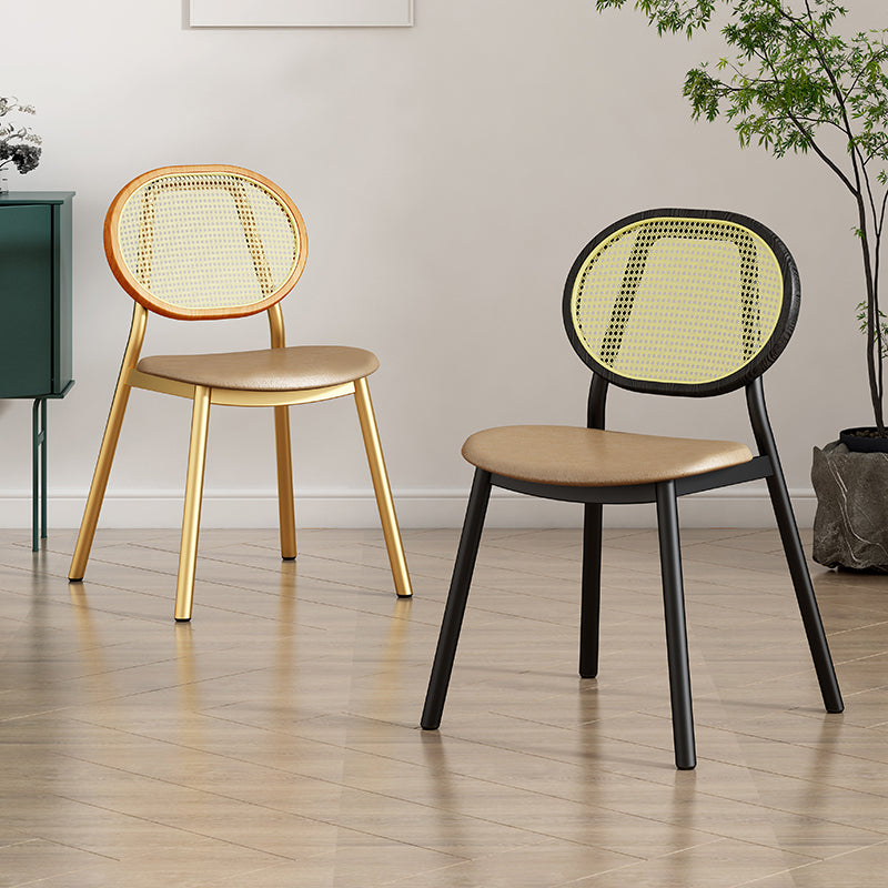 Silla lateral de comedor escandinava con respaldo abierto para silla lateral de comedor de cuero para el hogar