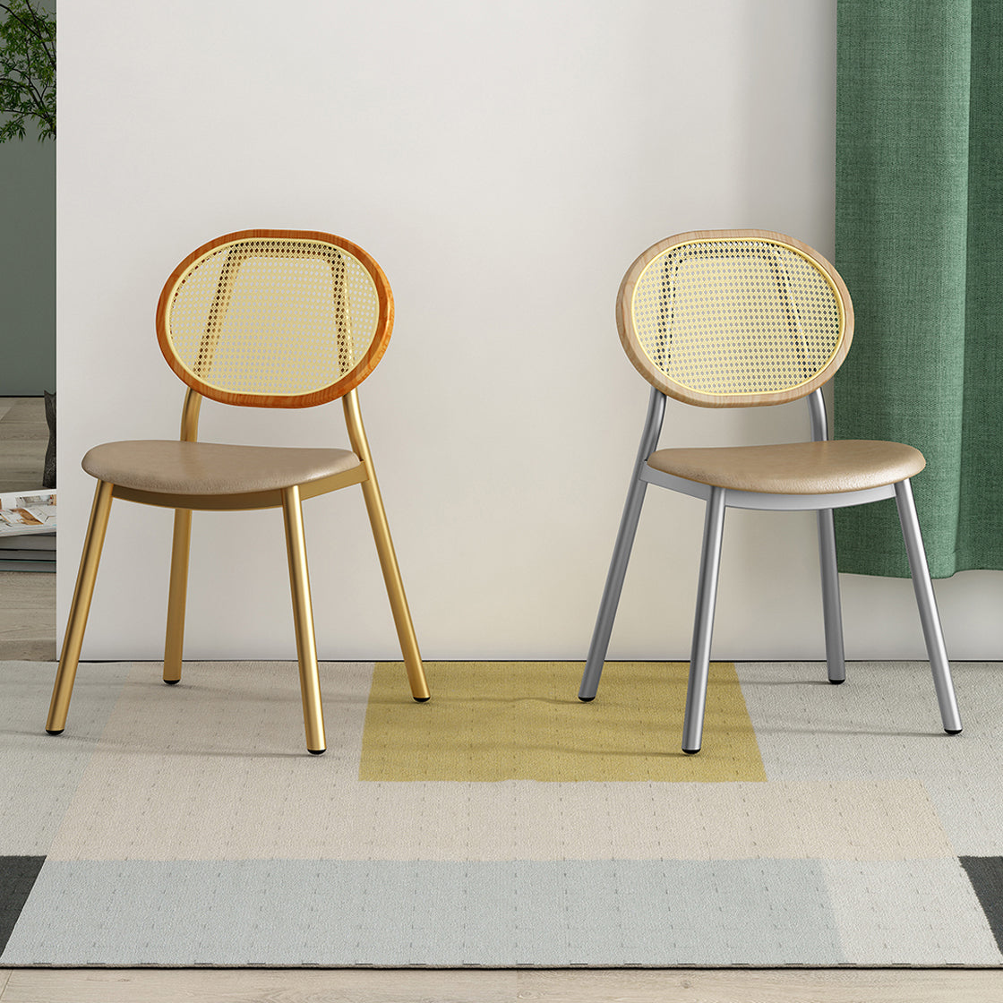 Silla lateral de comedor escandinava con respaldo abierto para silla lateral de comedor de cuero para el hogar