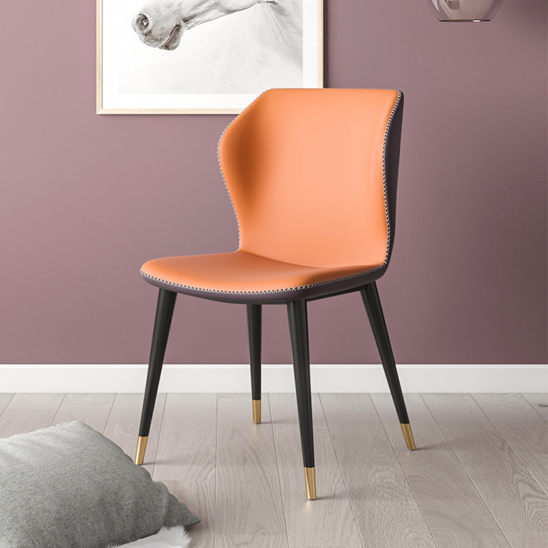 Industrial Style Wingback Armless Dining Chair Faux Leather Dining Chairs