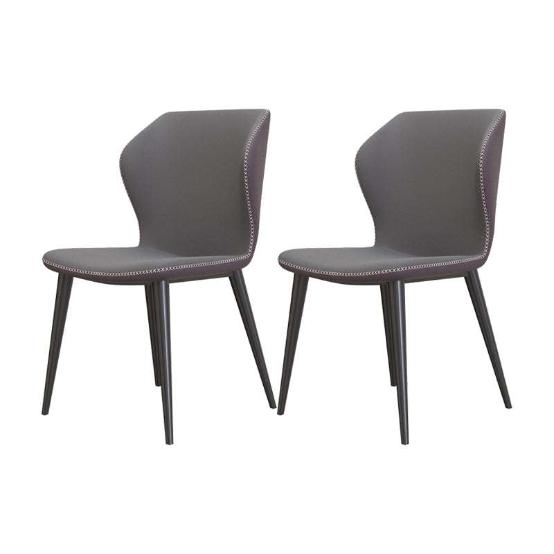 Industrial Style Wingback Armless Dining Chair Faux Leather Dining Chairs