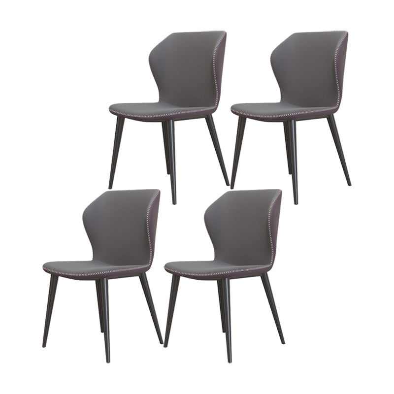 Industrial Style Wingback Armless Dining Chair Faux Leather Dining Chairs