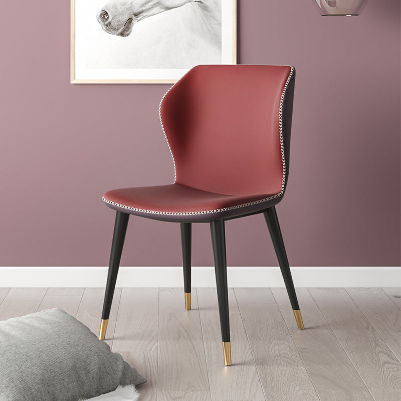 Industrial Style Wingback Armless Dining Chair Faux Leather Dining Chairs