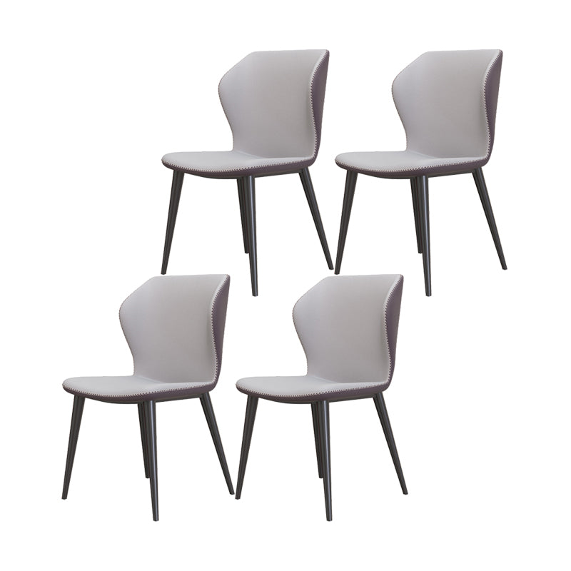 Industrial Style Wingback Armless Dining Chair Faux Leather Dining Chairs