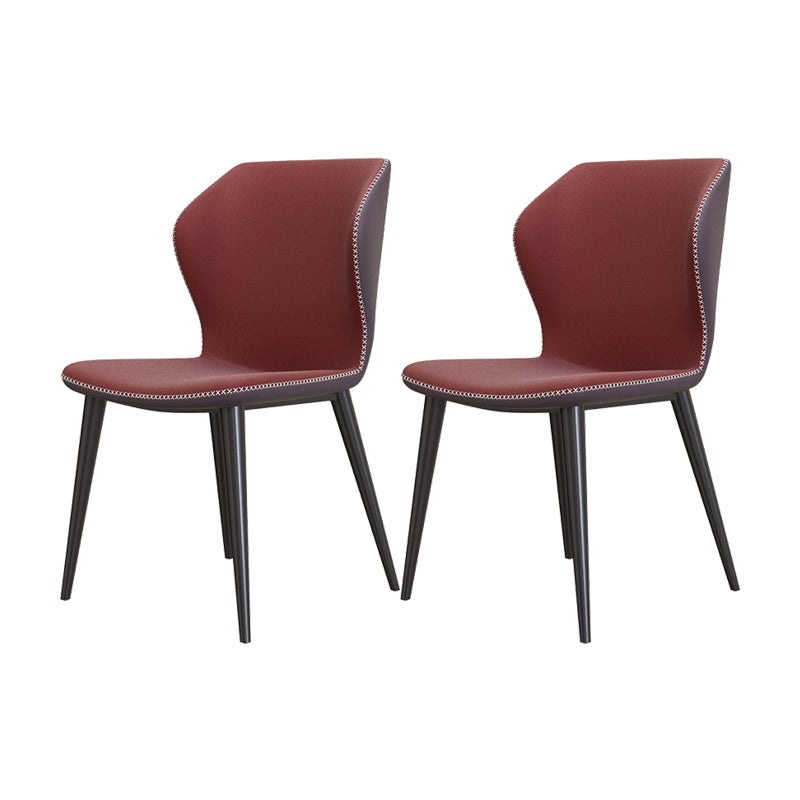Industrial Style Wingback Armless Dining Chair Faux Leather Dining Chairs