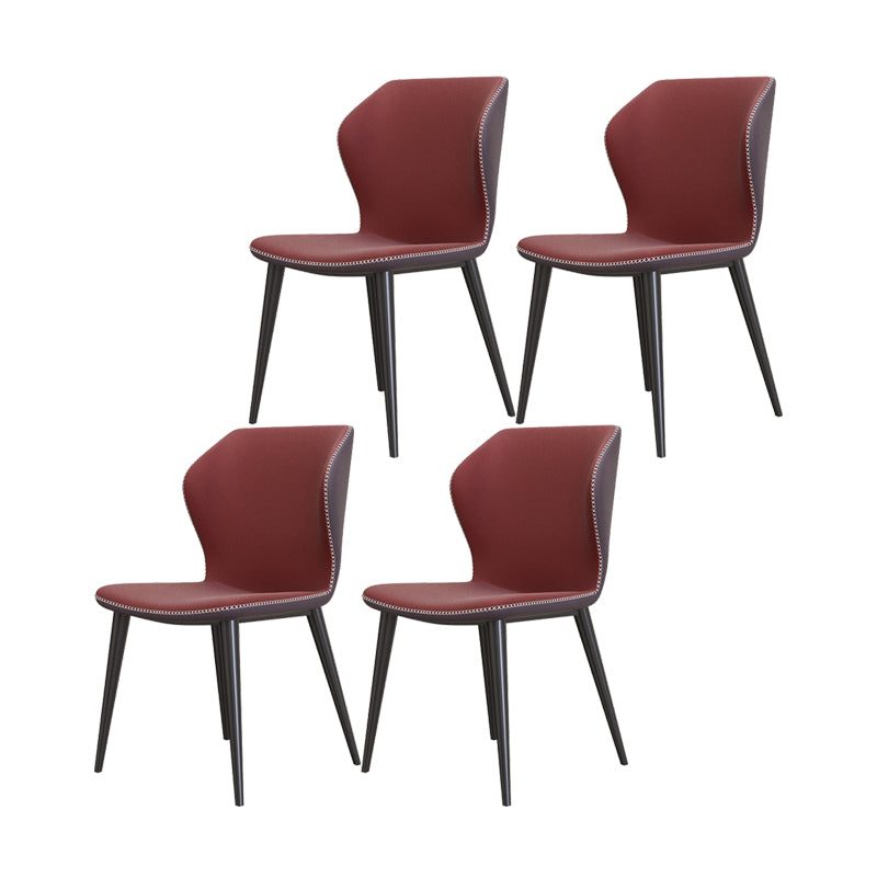 Industrial Style Wingback Armless Dining Chair Faux Leather Dining Chairs