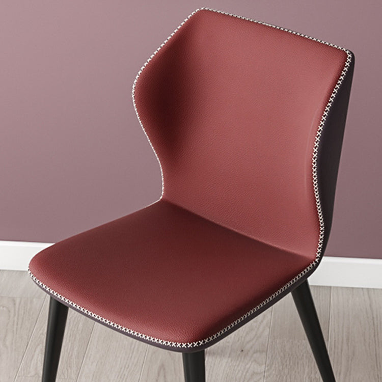 Industrial Style Wingback Armless Dining Chair Faux Leather Dining Chairs