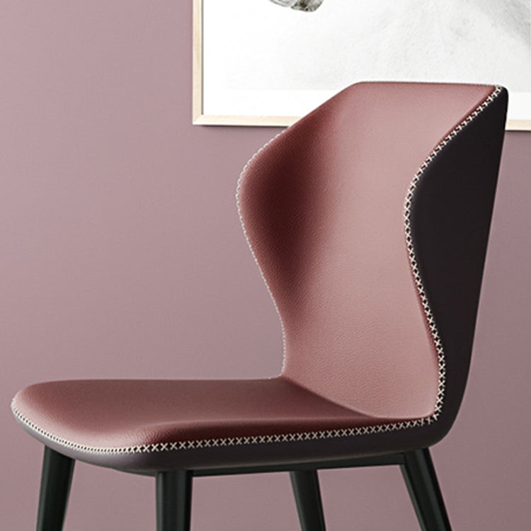 Industrial Style Wingback Armless Dining Chair Faux Leather Dining Chairs