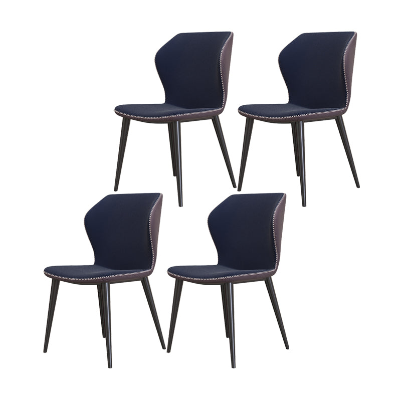 Industrial Style Wingback Armless Dining Chair Faux Leather Dining Chairs