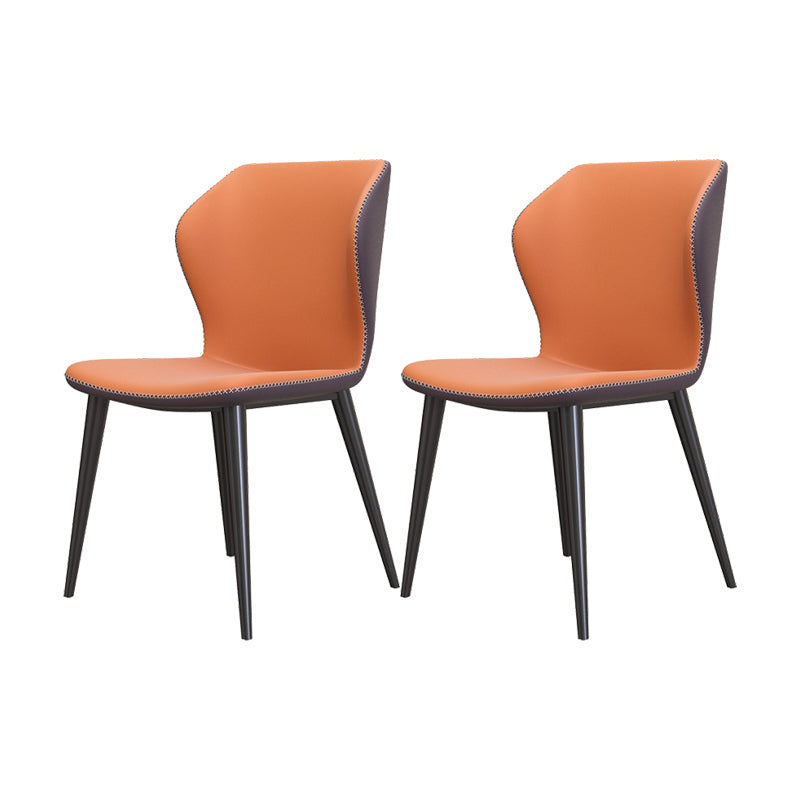 Industrial Style Wingback Armless Dining Chair Faux Leather Dining Chairs