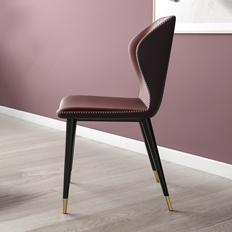 Industrial Style Wingback Armless Dining Chair Faux Leather Dining Chairs
