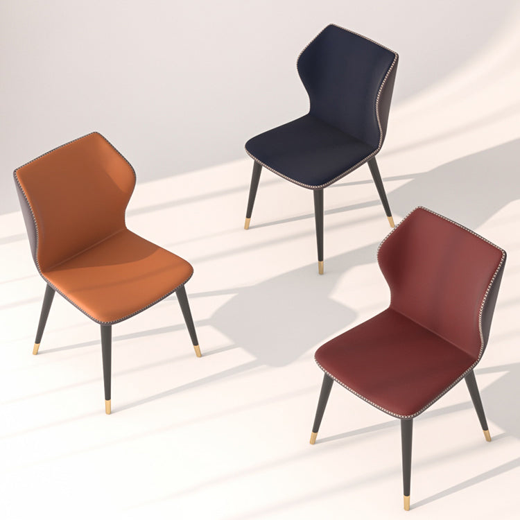 Industrial Style Wingback Armless Dining Chair Faux Leather Dining Chairs