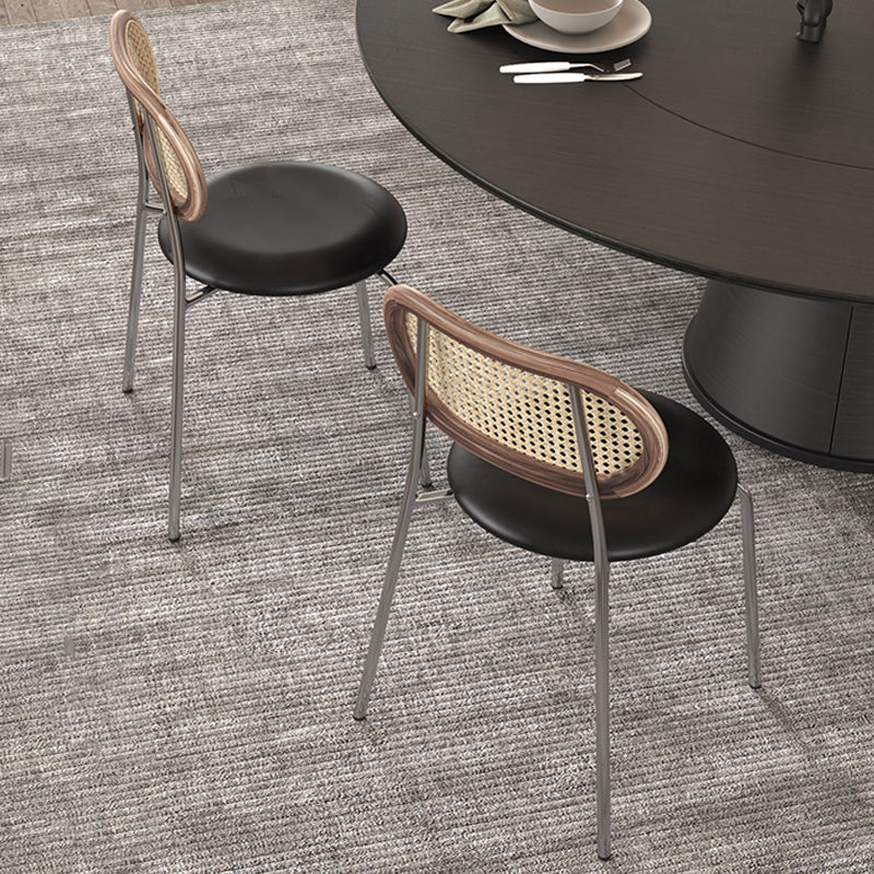Chaises de salle à manger en simili cuir à dossier ouvert de style industriel