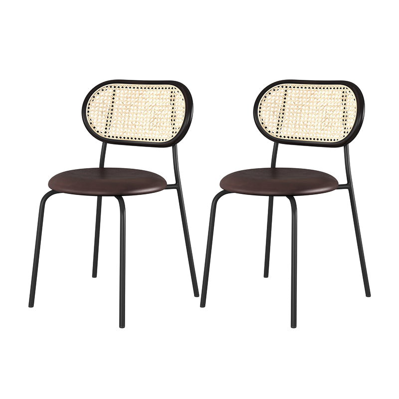 Chaises de salle à manger en simili cuir à dossier ouvert de style industriel