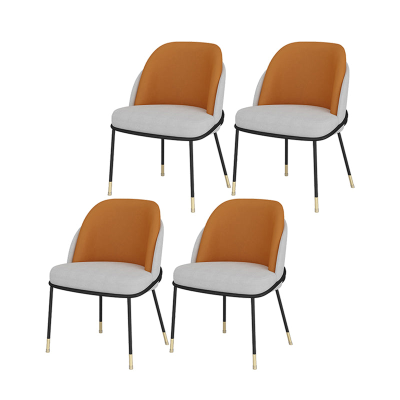 Silla sin brazos tapizada silla de comedor de metal de estilo nórdico para uso en restaurantes