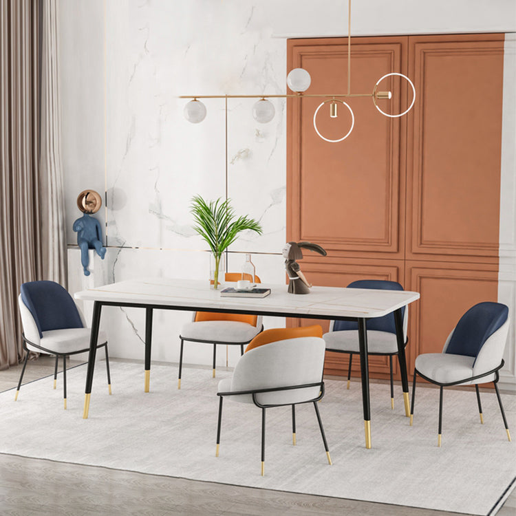 Silla sin brazos tapizada silla de comedor de metal de estilo nórdico para uso en restaurantes