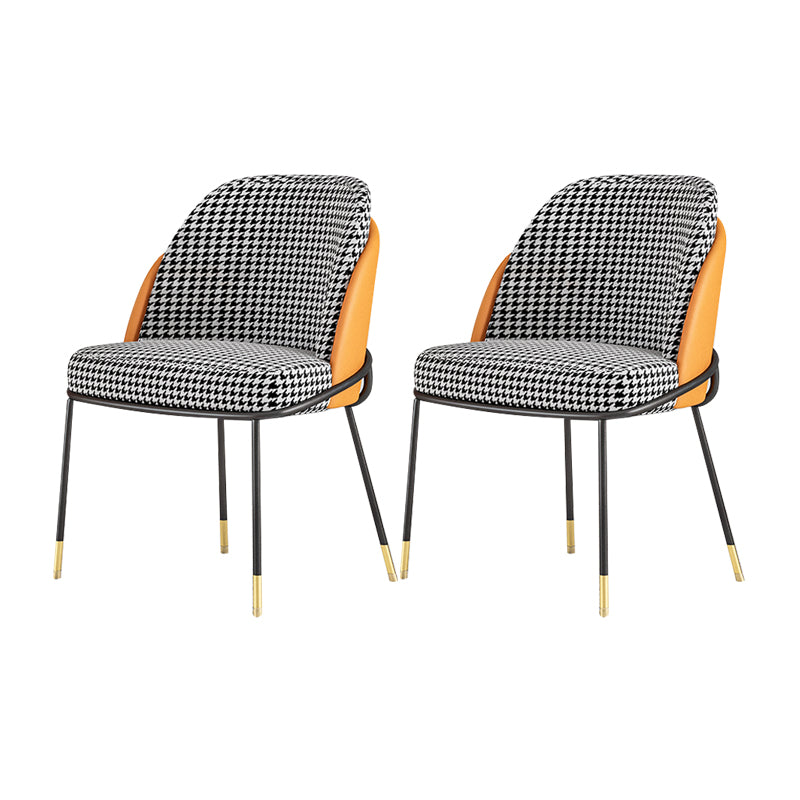 Silla sin brazos tapizada silla de comedor de metal de estilo nórdico para uso en restaurantes