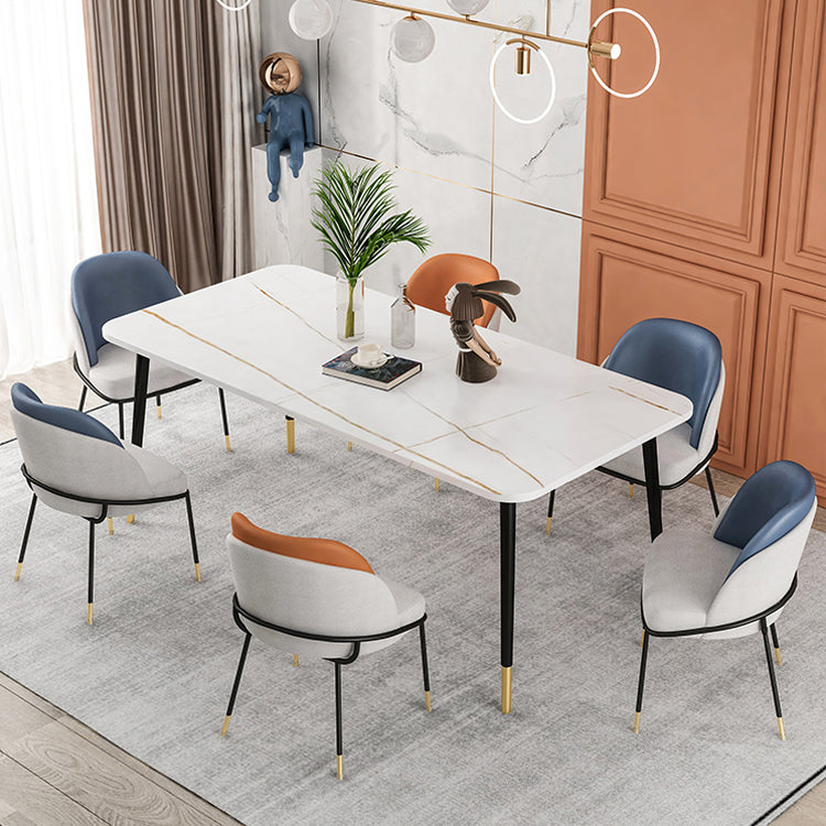 Silla sin brazos tapizada silla de comedor de metal de estilo nórdico para uso en restaurantes