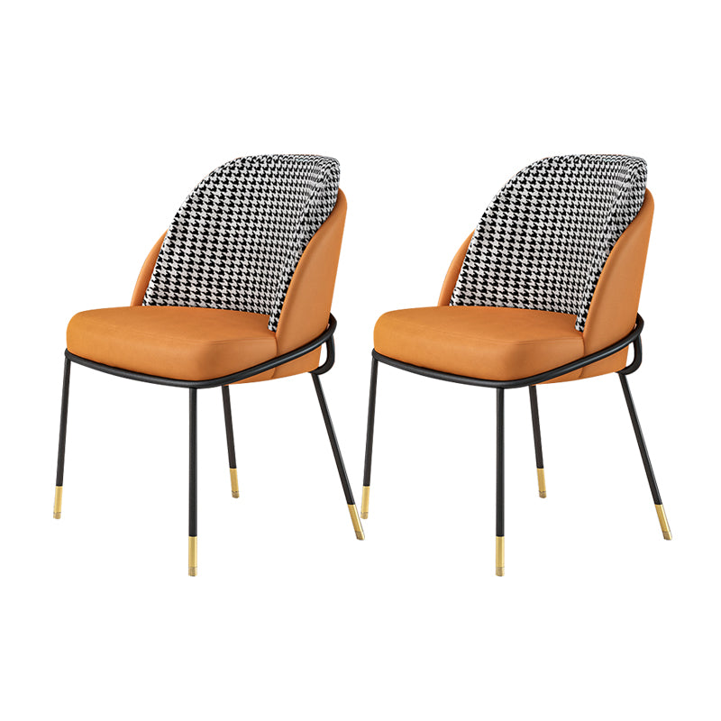 Silla sin brazos tapizada silla de comedor de metal de estilo nórdico para uso en restaurantes