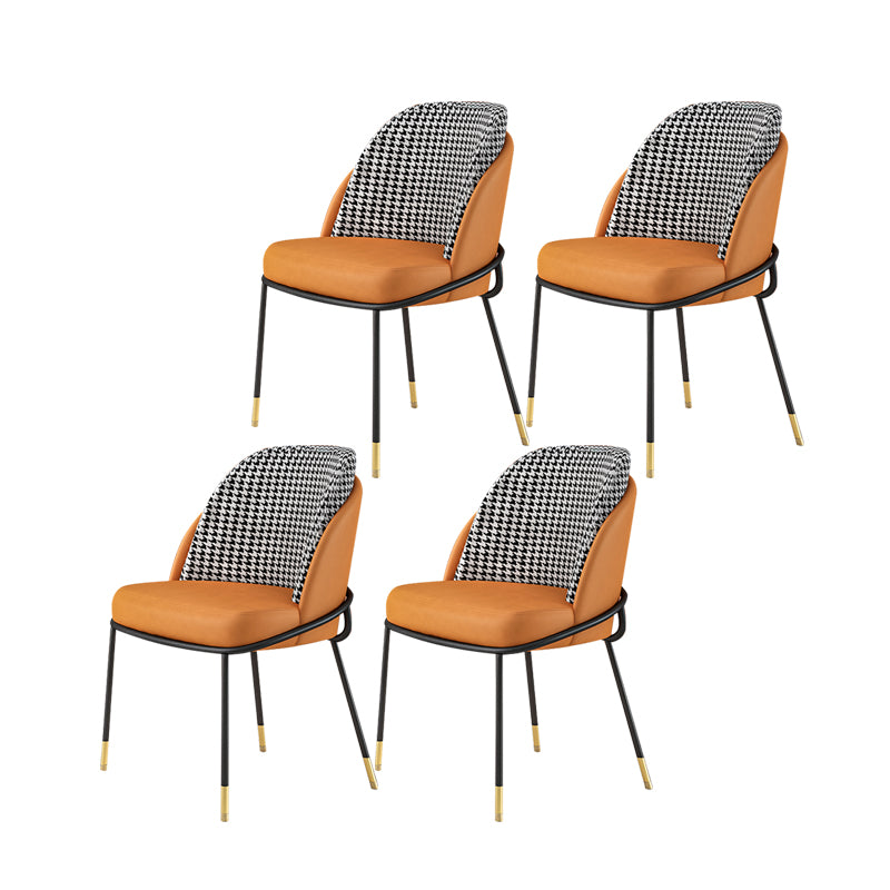 Silla sin brazos tapizada silla de comedor de metal de estilo nórdico para uso en restaurantes