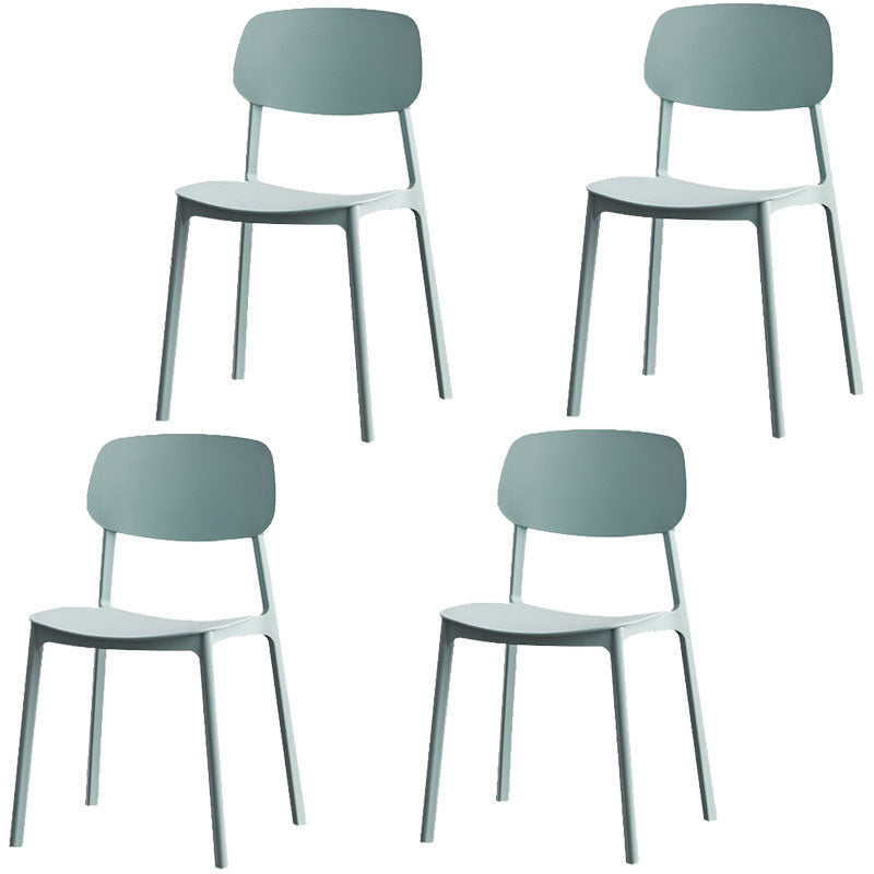 Silla lateral trasera abierta apilable moderna, acabado mate de plástico, silla de comedor