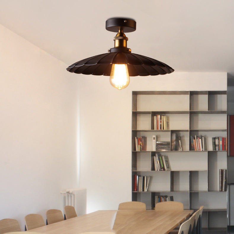 Lumière semi-luxuelle évasée noire Salle de salle à manger en métal industrie