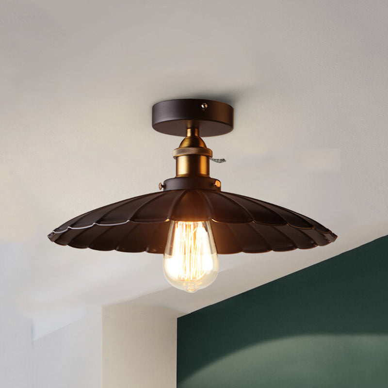 Lumière semi-luxuelle évasée noire Salle de salle à manger en métal industrie