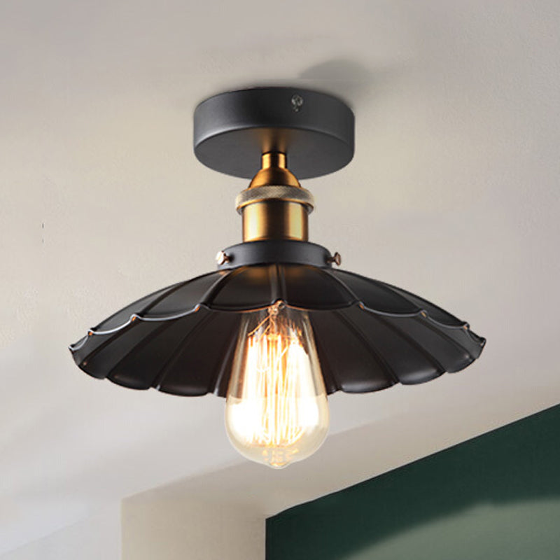 Lumière semi-luxuelle évasée noire Salle de salle à manger en métal industrie