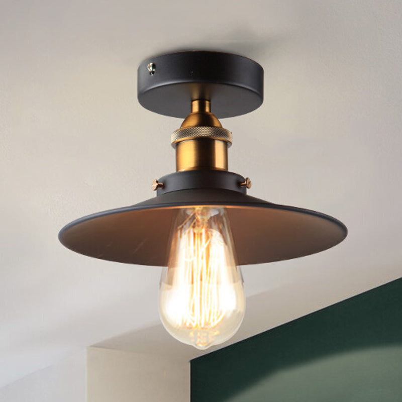 Lumière semi-luxuelle évasée noire Salle de salle à manger en métal industrie