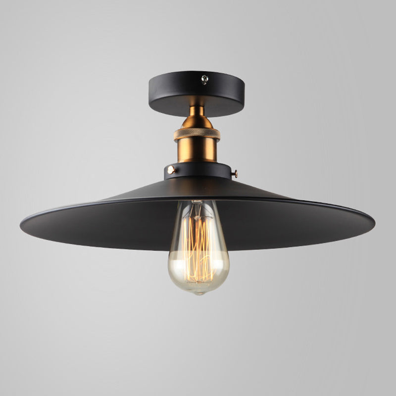 Lumière semi-luxuelle évasée noire Salle de salle à manger en métal industrie