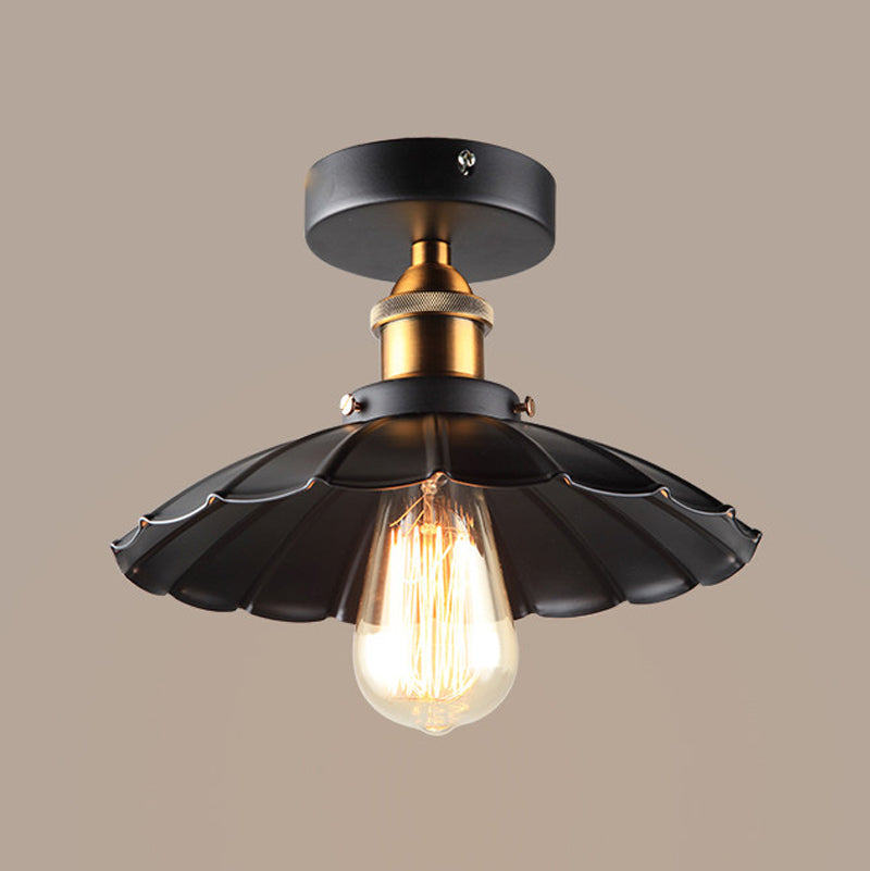 Lumière semi-luxuelle évasée noire Salle de salle à manger en métal industrie