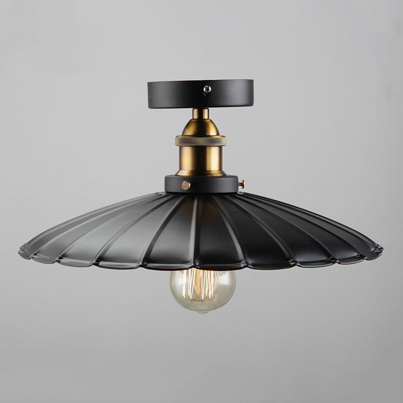 Lumière semi-luxuelle évasée noire Salle de salle à manger en métal industrie