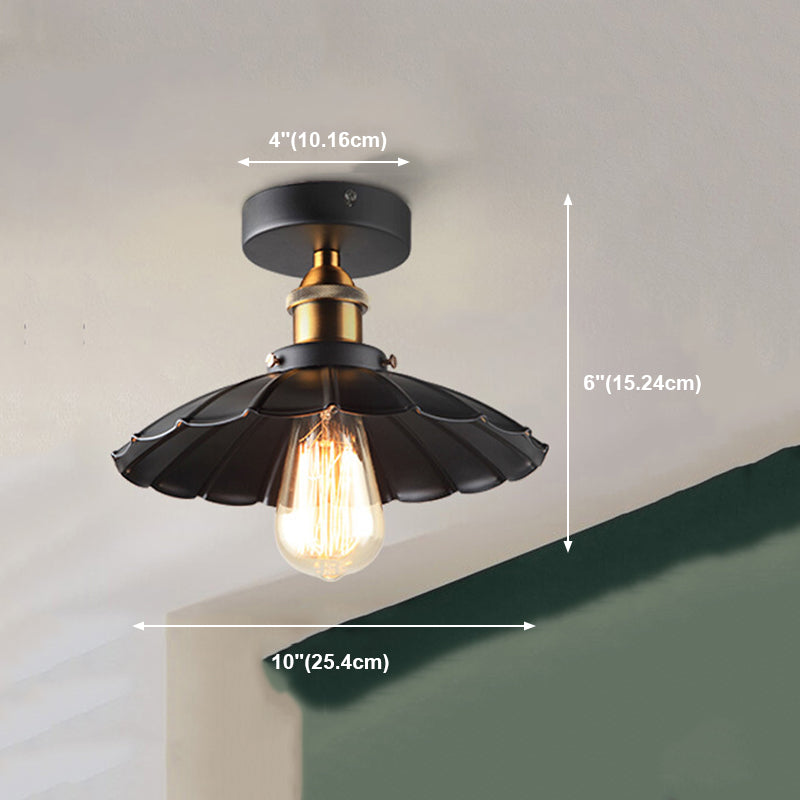 Lumière semi-luxuelle évasée noire Salle de salle à manger en métal industrie