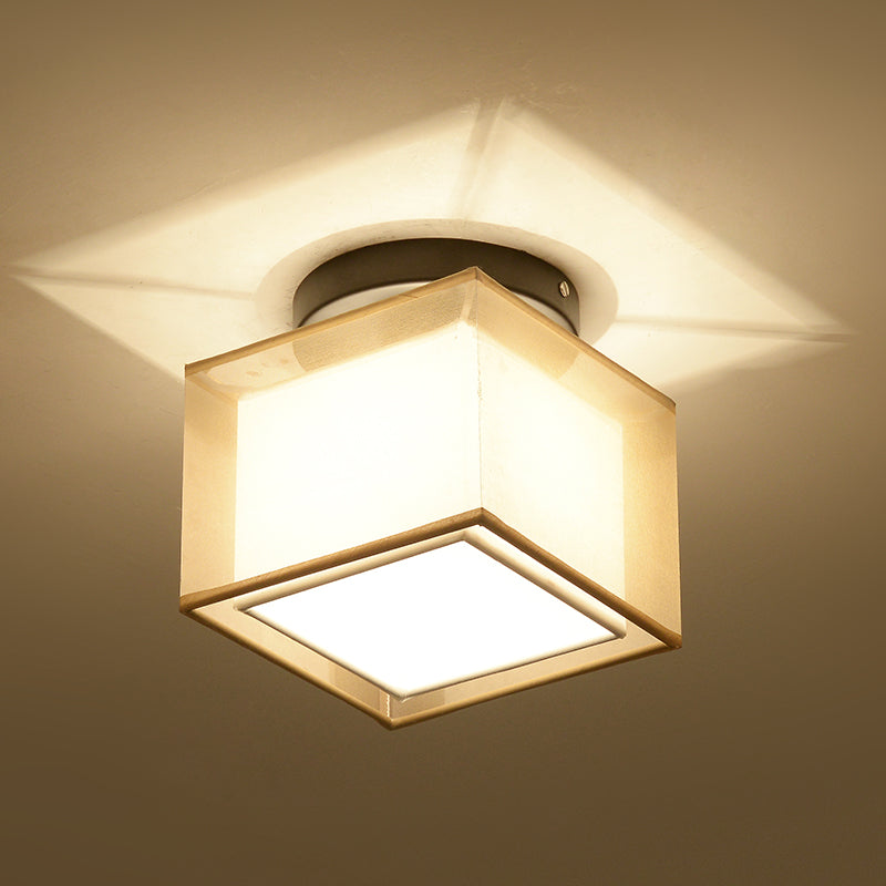 Luz de montaje de techo geométrico de tela Luz de luz de montaje tradicional Luz montada en el techo del pasillo