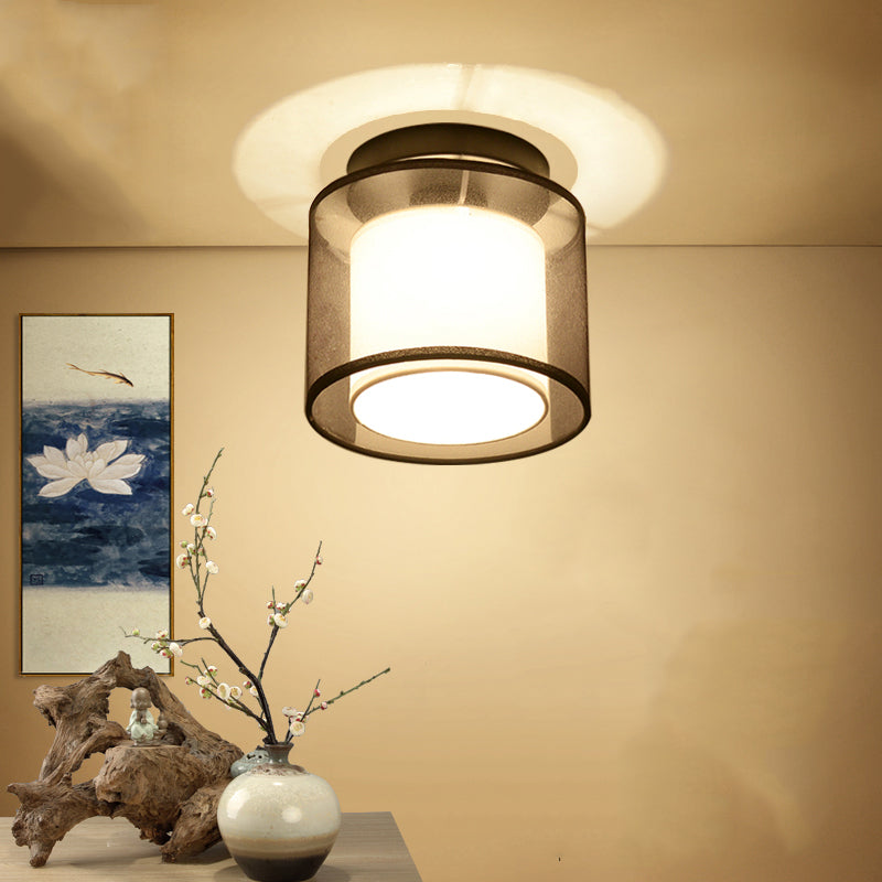 Luz de montaje de techo geométrico de tela Luz de luz de montaje tradicional Luz montada en el techo del pasillo