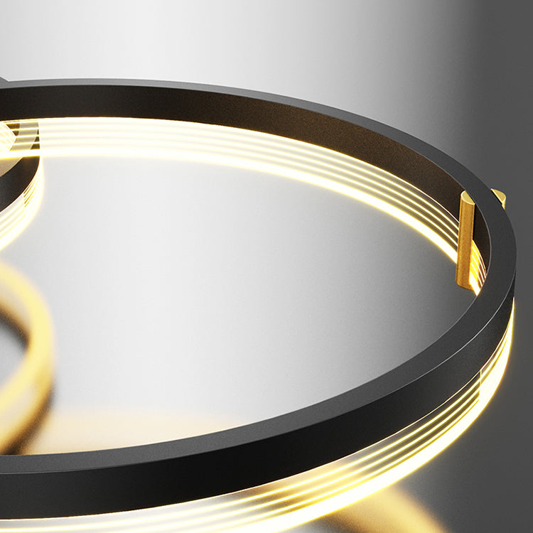 Luz de lámpara geométrica contemporánea de metal 3 iluminación de flushmount en negro