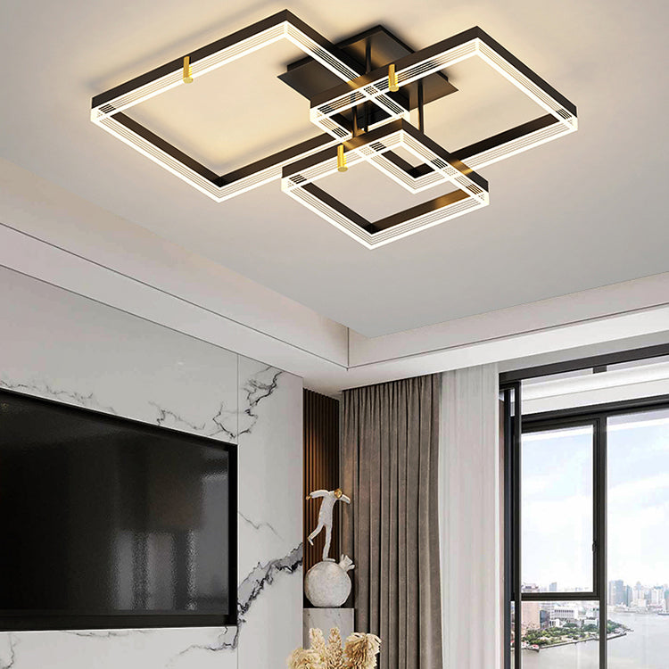 Luz de lámpara geométrica contemporánea de metal 3 iluminación de flushmount en negro