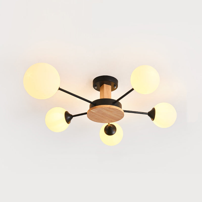 Globe contemporain Flush Lightture Wood Flush Mount Plafond Pilation