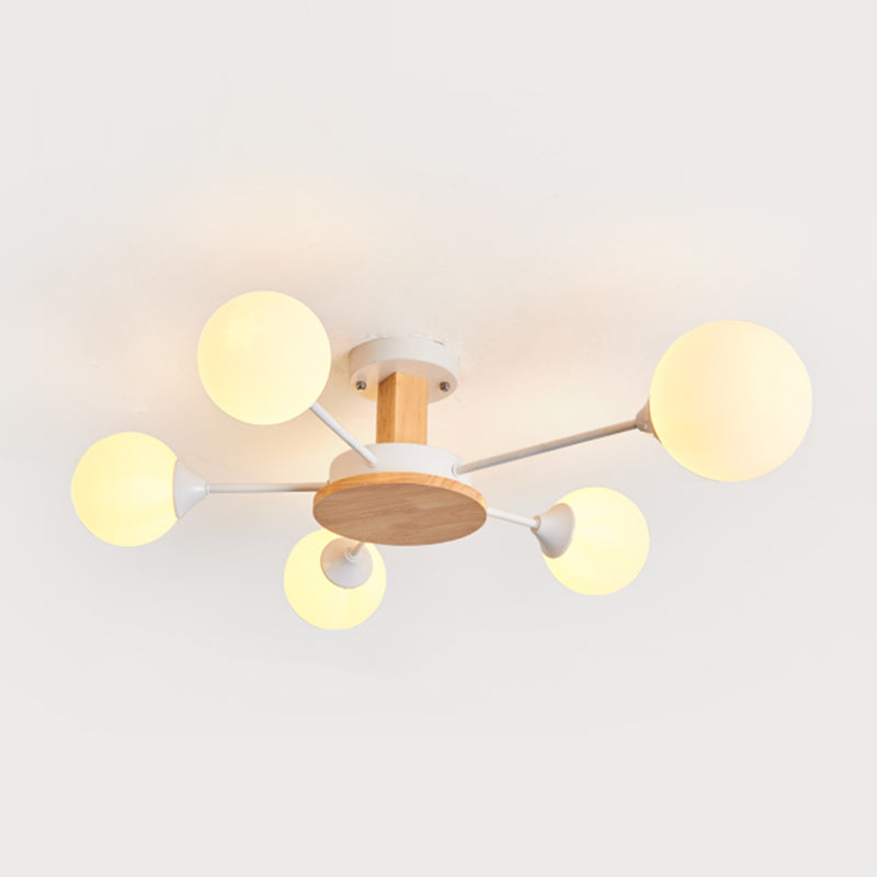 Globe contemporain Flush Lightture Wood Flush Mount Plafond Pilation