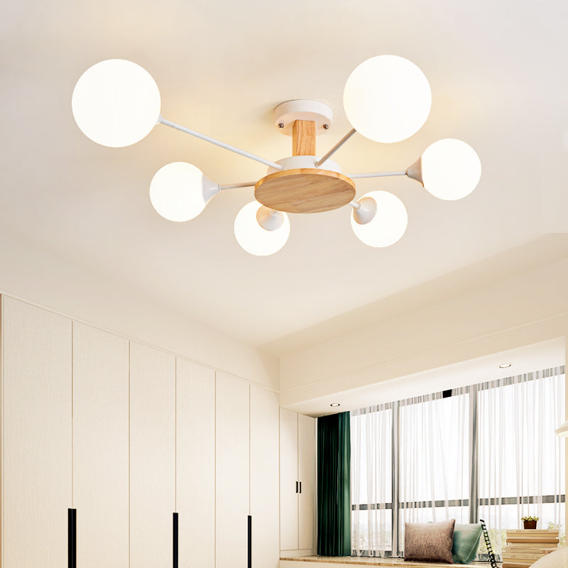 Globe contemporain Flush Lightture Wood Flush Mount Plafond Pilation