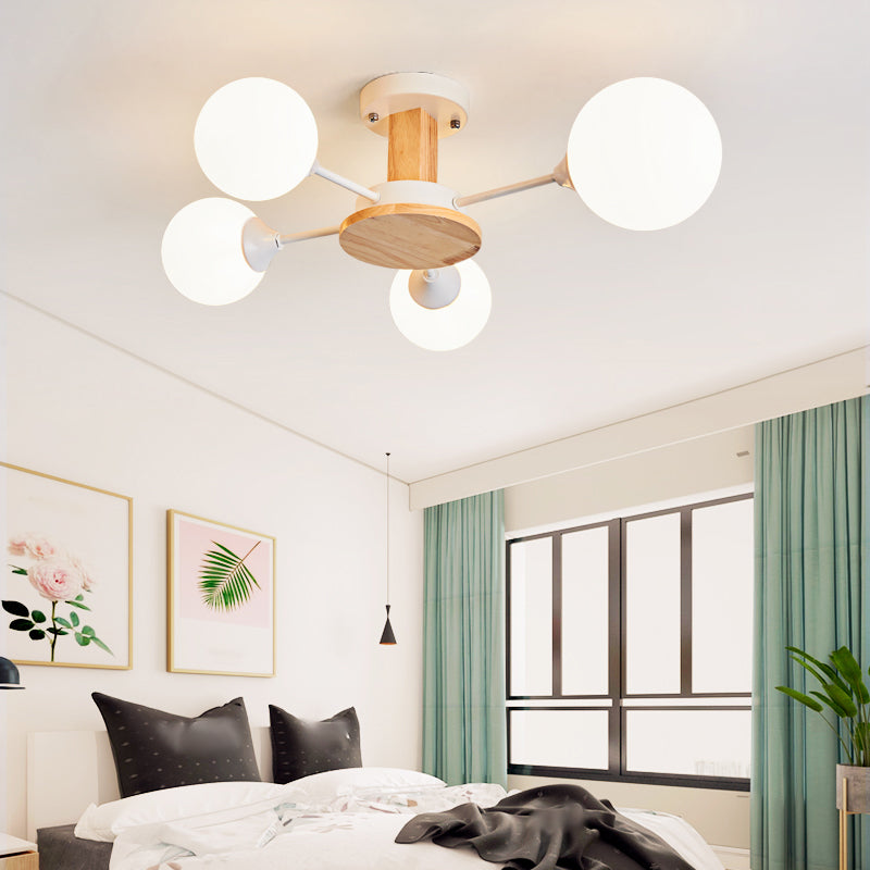 Globe contemporain Flush Lightture Wood Flush Mount Plafond Pilation