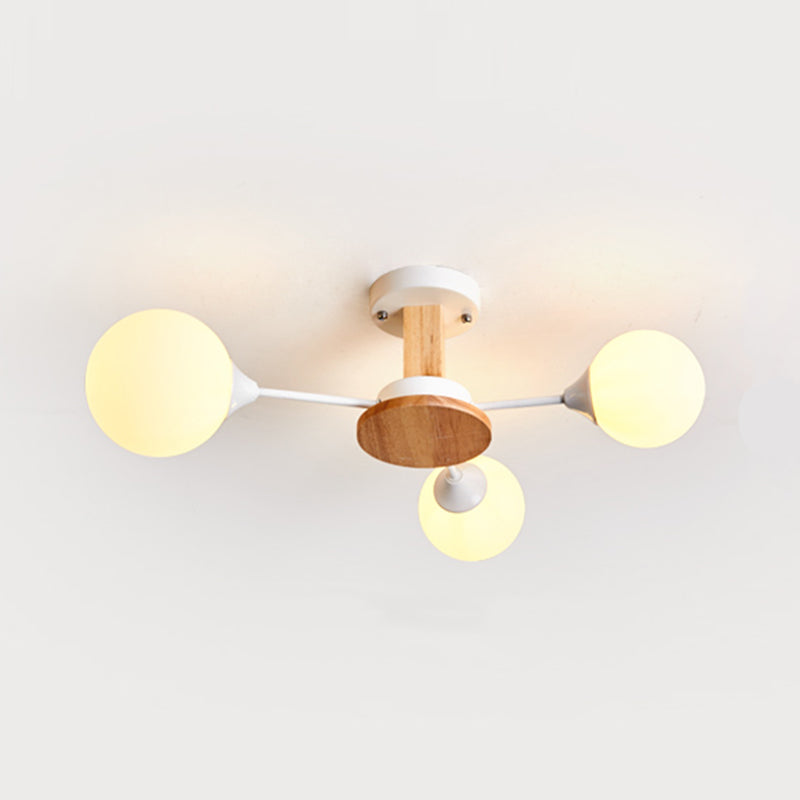 Globe contemporain Flush Lightture Wood Flush Mount Plafond Pilation