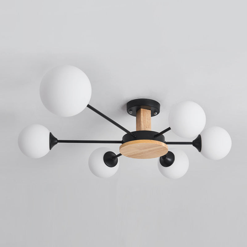 Globe contemporain Flush Lightture Wood Flush Mount Plafond Pilation