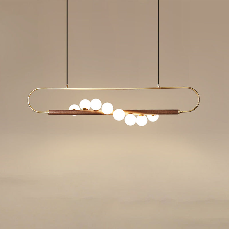 Luces de isla esféricas de estilo creativo moderno luces colgantes de madera
