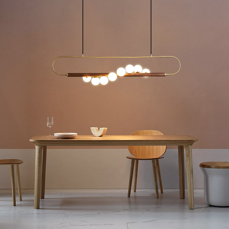 Luces de isla esféricas de estilo creativo moderno luces colgantes de madera