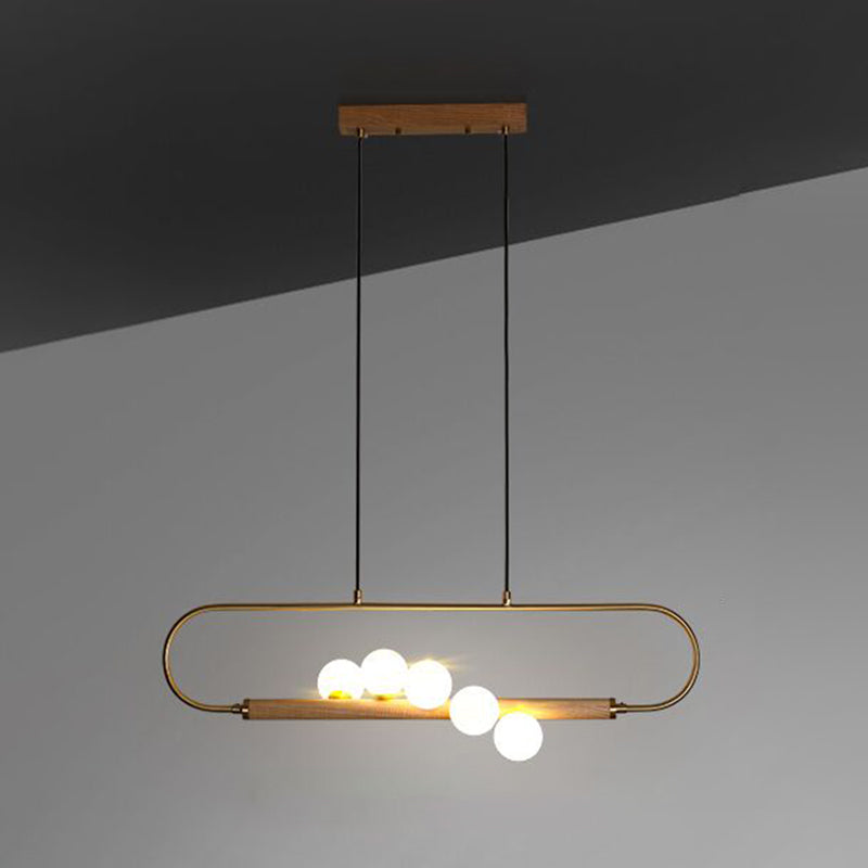 Luces de isla esféricas de estilo creativo moderno luces colgantes de madera