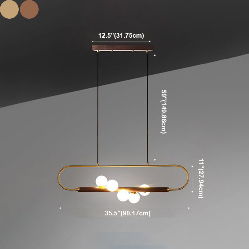 Luces de isla esféricas de estilo creativo moderno luces colgantes de madera
