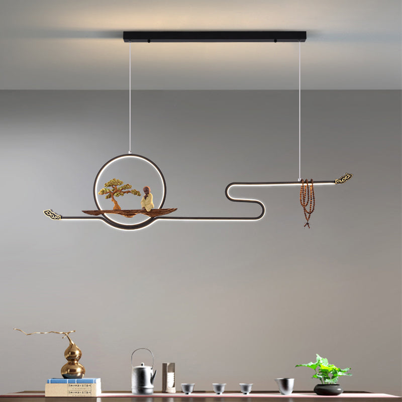 Luces colgantes colgantes lineales de estilo moderno de metal de metal de 2 luces accesorios de iluminación colgantes