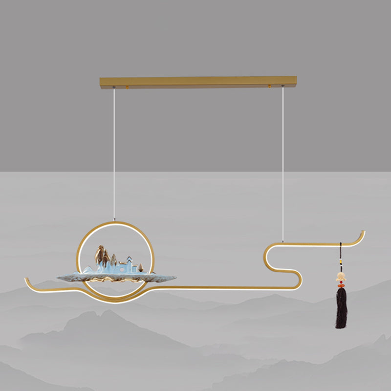 Luces colgantes colgantes lineales de estilo moderno de metal de metal de 2 luces accesorios de iluminación colgantes